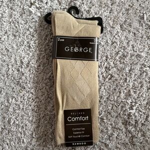 ✨$2✨George•2 Pairs Men’s Bamboo Dress Socks | Barley | Large 6-12.5